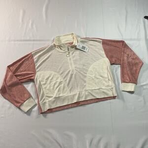 NWT L*Space Best‎ Life Pullover M Primrose Cream Colorblock Terry Cloth Half Zip